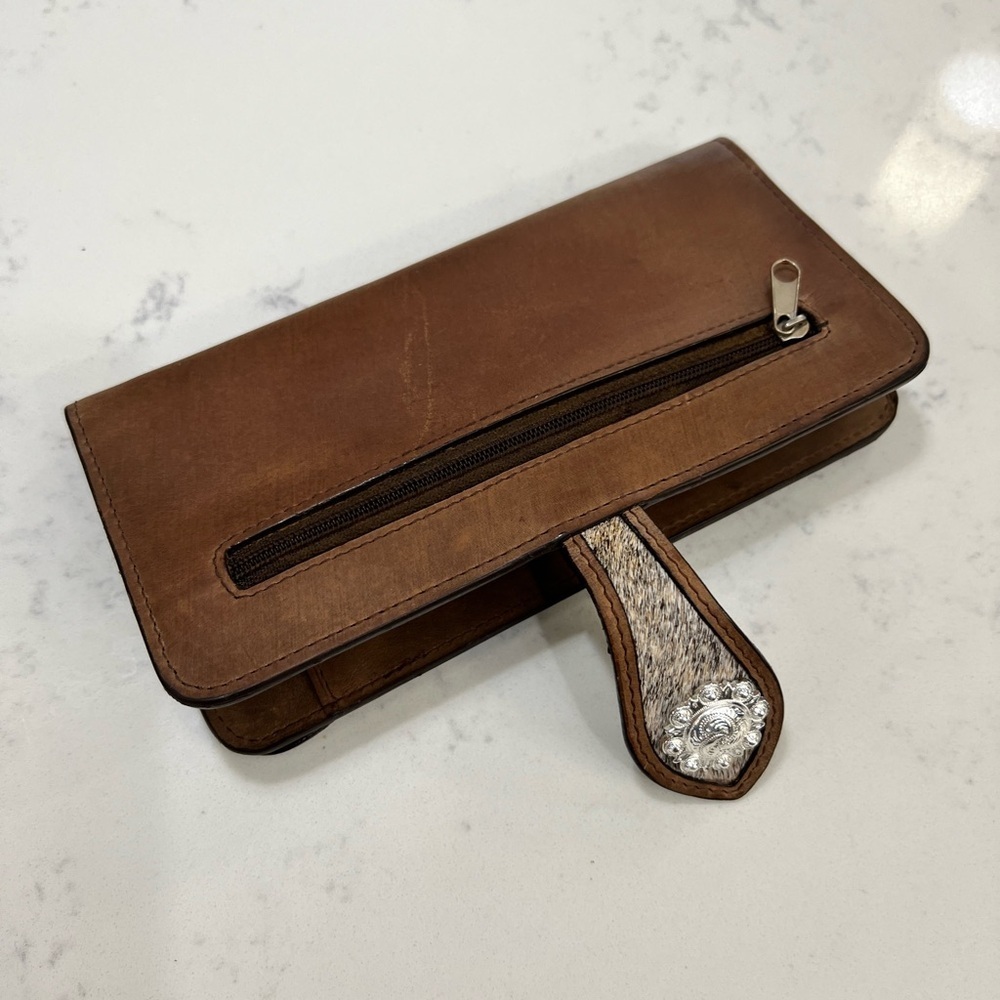 Brown Leather Wallet with Silver Accents - Picture 2 of 10